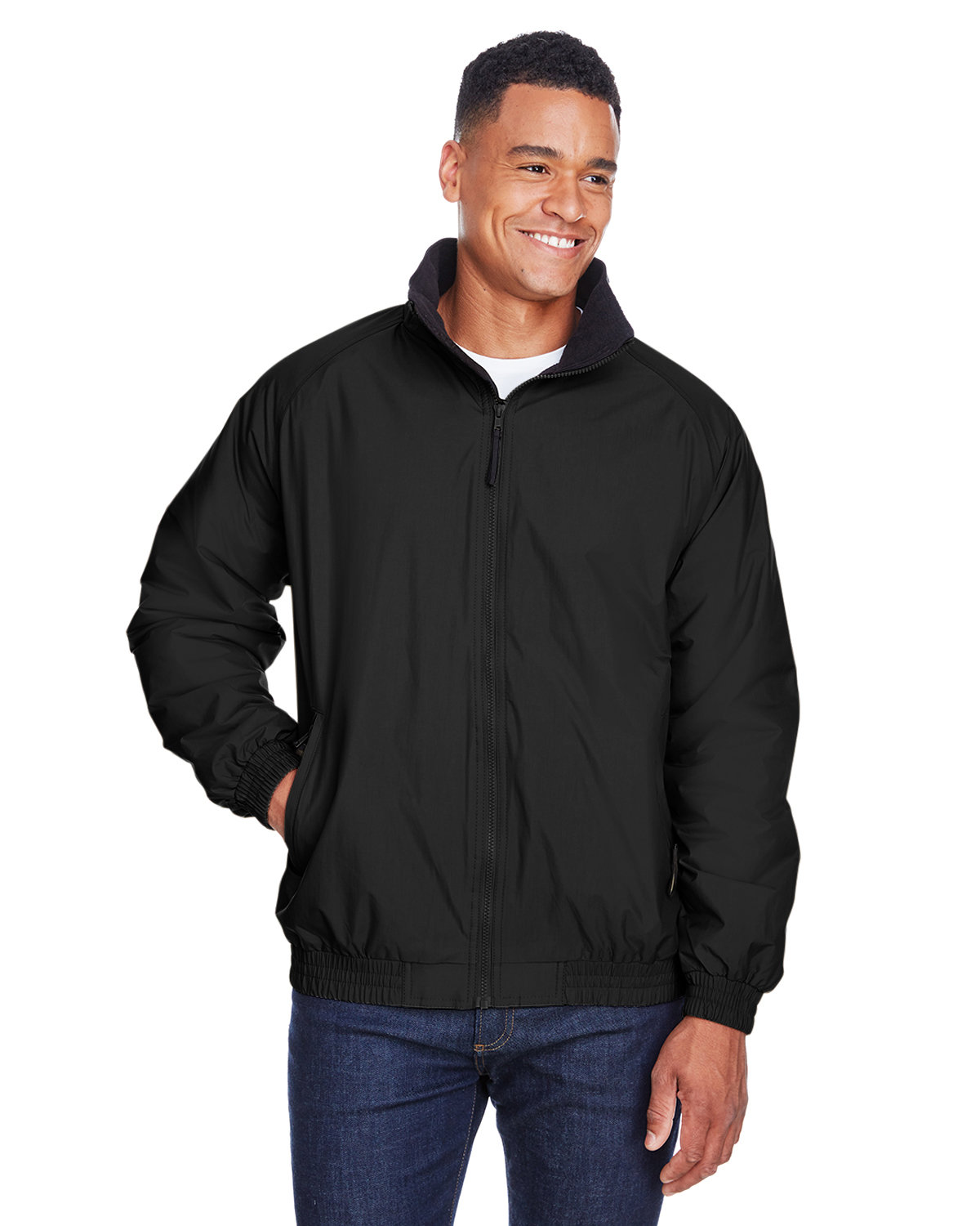 Harriton M740 - Fleece-Lined Nylon Jacket - Black/ Black | Wordans
