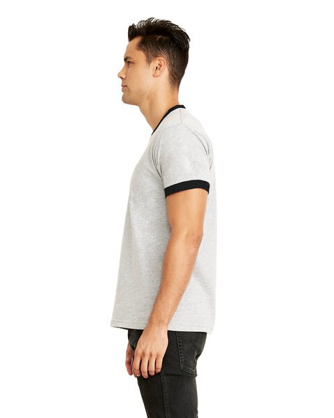 Next Level 3604 - Unisex Ringer T-Shirt - Hthr Gray/Black