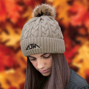 AJM 9L594L - Acrylic Cuff Toque (Faux Fur Pom Pom 12cm)