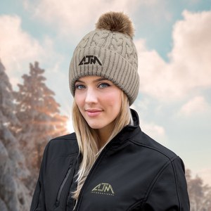 AJM 9L594L - Acrylic Cuff Toque (Faux Fur Pom Pom 12cm)