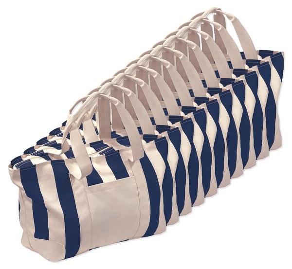 Pack de 10 GiftRetail P1241 - Grand cabas en toile rayée
