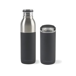 GiftRetail 100136 - Bouteille double paroi en acier inoxydable Emery 2-en-1 - 20 oz.